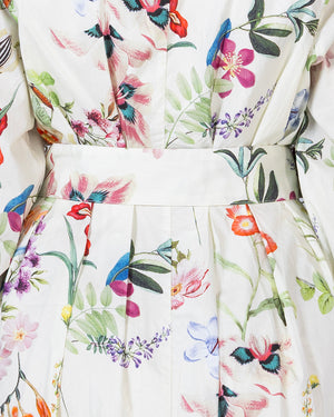 فستان قميص بوبلين مزهر مع حزام