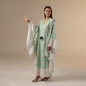 Polka Dot and Palm Treas Mix Print Flowy Kaftan