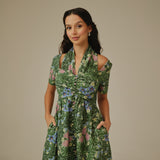 Botanical Green Linen Dress