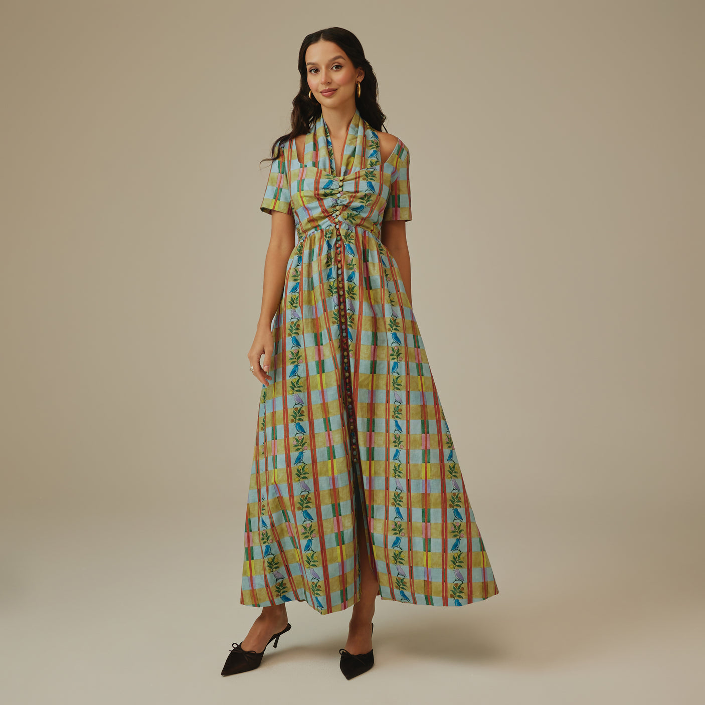 Checked Linen Dress