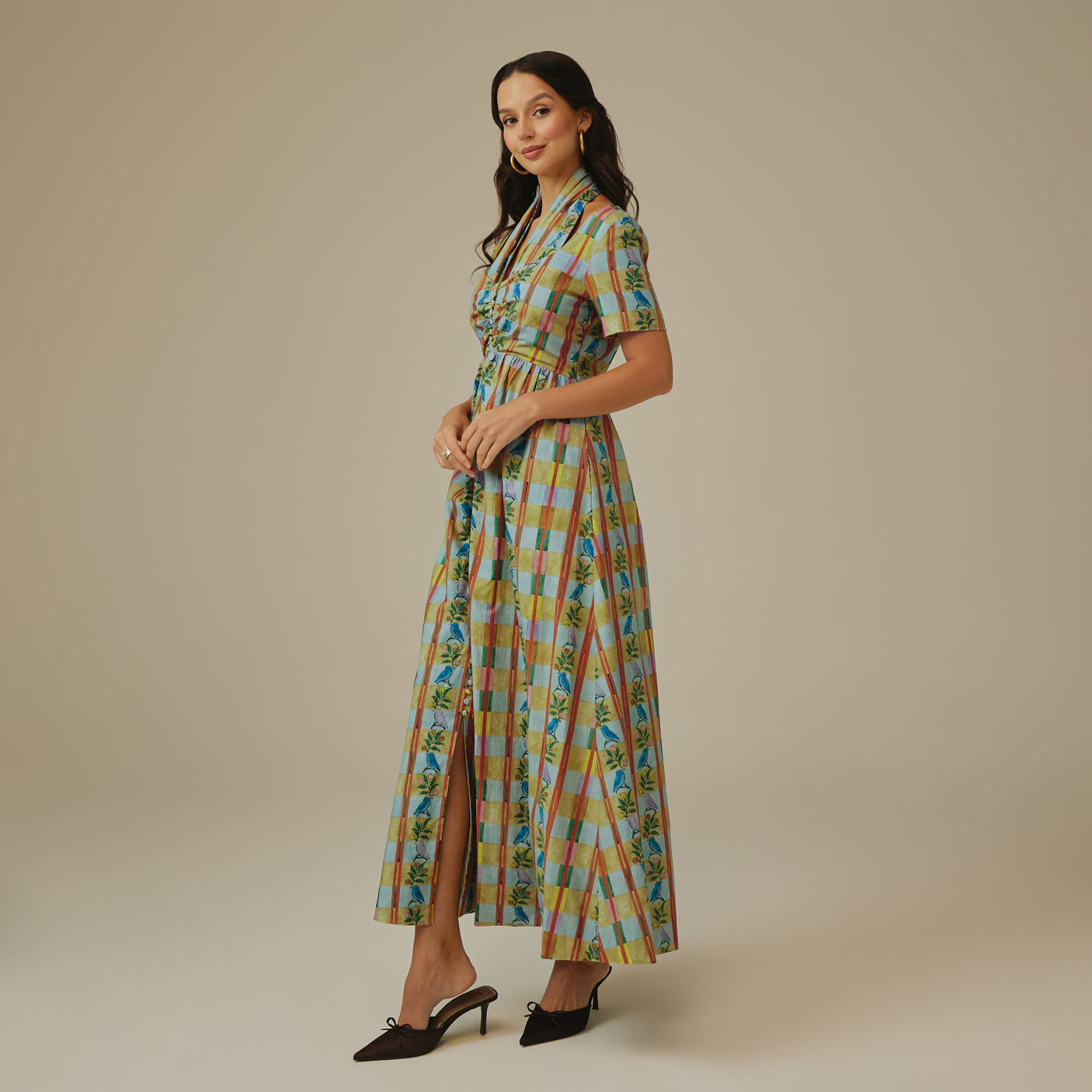 Checked Linen Dress