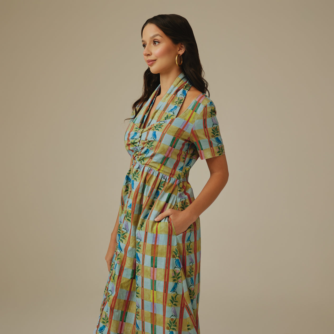 Checked Linen Dress
