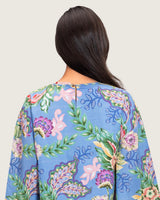 Blue Floral Maxi Dress with Square Neckline