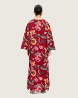Maroon Red Floral Maxi Dress with Square Neckline