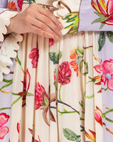 قفطان ماكسي مطبوع بنقشة زهور مع تطريزات خرزية