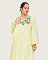 Loose Eyelet Cotton Dress with Handmade Beaded & Sequin Embellishments