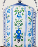 Hand-Painted Blue Meadow Urn and Stool Set - 15 liters