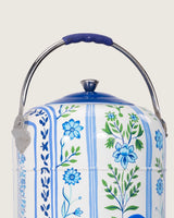 Hand-Painted Blue Meadow Urn and Stool Set - 15 liters