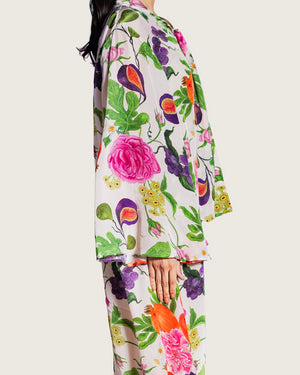 قفطان ماكسي مطبوع بزهور و رمان بربطة عنق