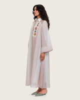Maxi Shirt Dress with Handcrafted Floral Embroidery