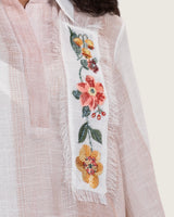 Maxi Shirt Dress with Handcrafted Floral Embroidery