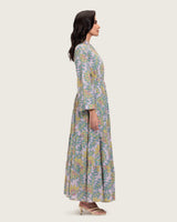 Printed Maxi Wrap dress with Tie Waist & Tassels
