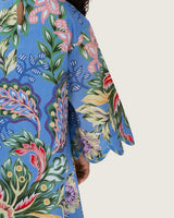 Girls Floral Blue Maxi Kaftan with Relaxed Silhouette