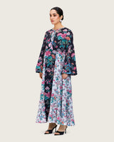 Loose Floral Cotton Dress with Tassels