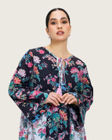 Loose Floral Cotton Dress with Tassels