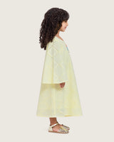 Loose Eyelet Cotton Kids Dress with Handmade Beaded & Sequin Embellishments