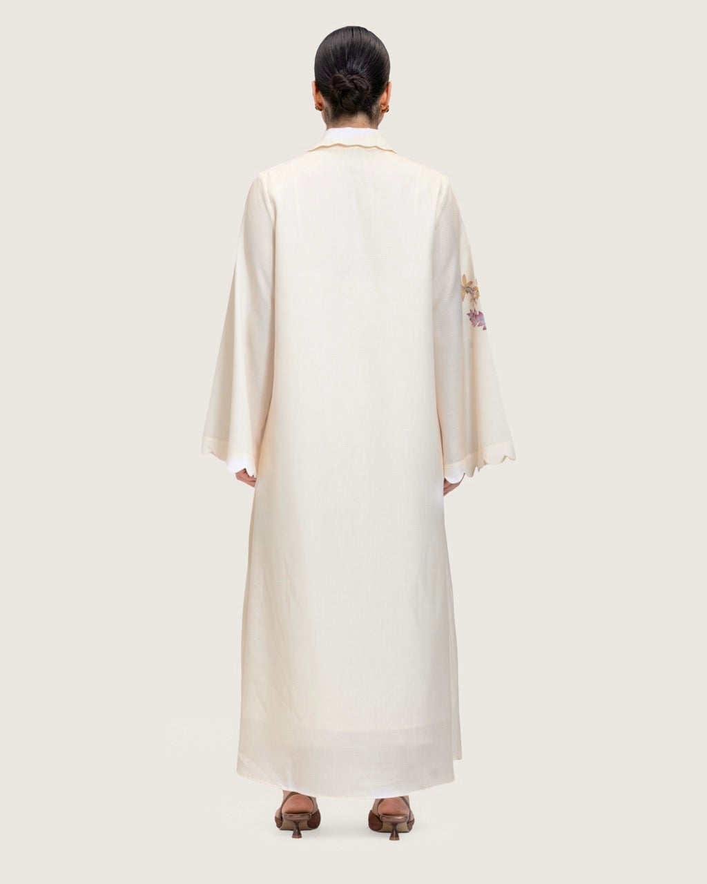 Loose A-Line Linen Dress with Floral Print