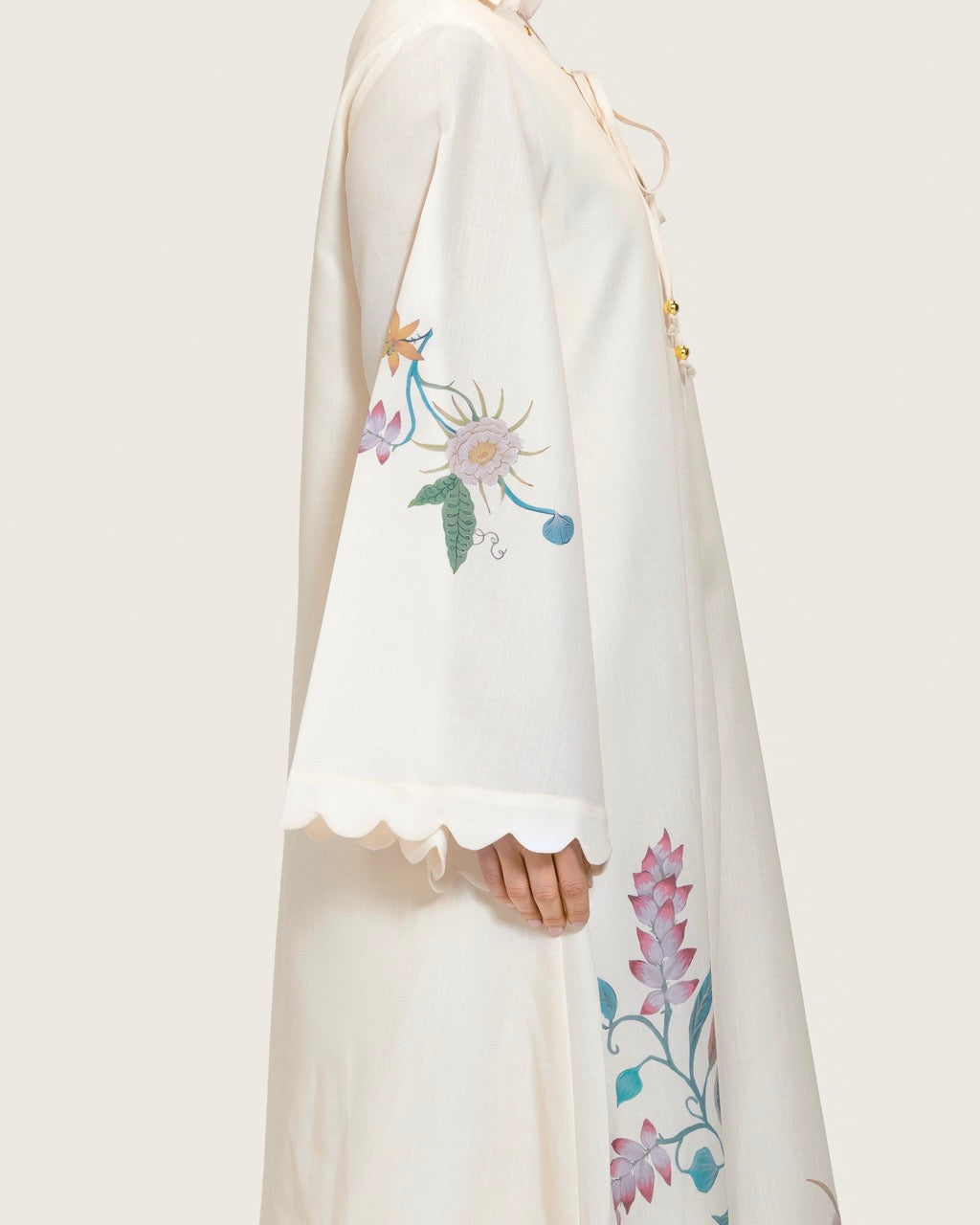 Loose A-Line Linen Dress with Floral Print