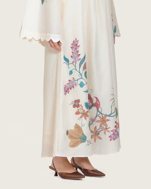 Loose A-Line Linen Dress with Floral Print