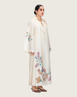 Loose A-Line Linen Dress with Floral Print