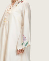 Loose A-Line Linen Dress with Floral Print