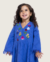 Kids Eyelet Cotton A-Line Dress with Handmade Beaded & Sequin Details