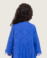 Kids Eyelet Cotton A-Line Dress with Handmade Beaded & Sequin Details