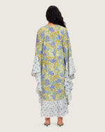 A flowy cotton kaftan with ruffle wide sleeves and pastel print - Noētic