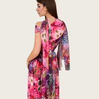 Abstract Floral Mesh Top & Skirt Set with Beaded Belt - Noētic