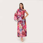 Abstract Floral Mesh Top & Skirt Set with Beaded Belt - Noētic