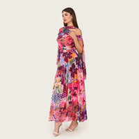 Abstract Floral Mesh Top & Skirt Set with Beaded Belt - Noētic