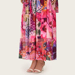Abstract Floral Mesh Top & Skirt Set with Beaded Belt - Noētic