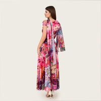 Abstract Floral Mesh Top & Skirt Set with Beaded Belt - Noētic