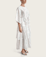 Aqua Bloom Tiered Lace Trim Maxi Dress - Noētic