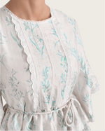 Aqua Bloom Tiered Lace Trim Maxi Dress - Noētic