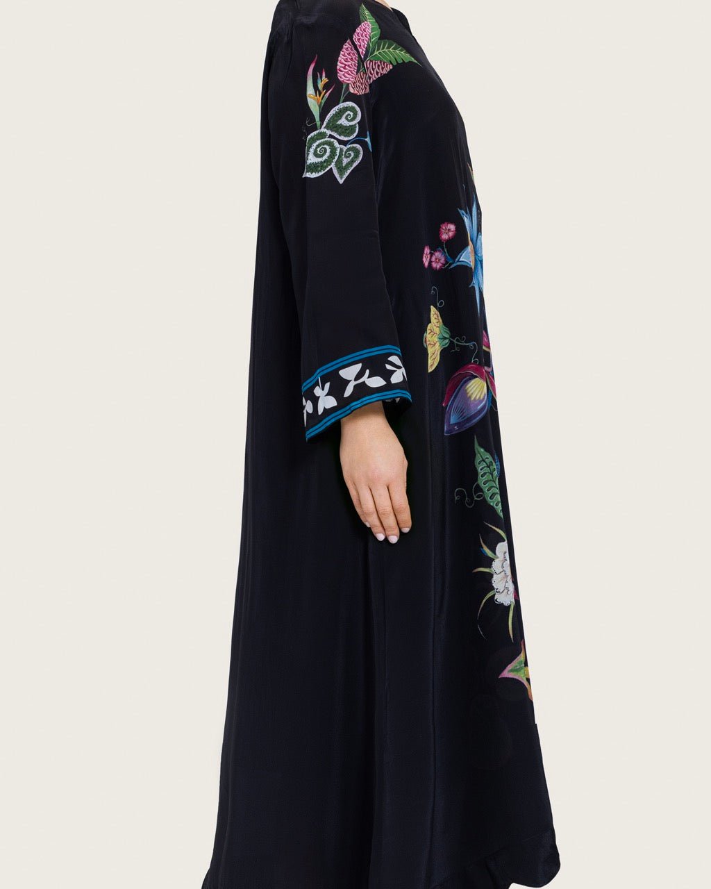 Artistic Floral Maxi Dress with Scalloped Hem - Noētic