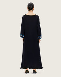 Artistic Floral Maxi Dress with Scalloped Hem - Noētic