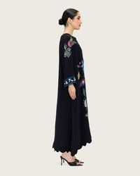 Artistic Floral Maxi Dress with Scalloped Hem - Noētic