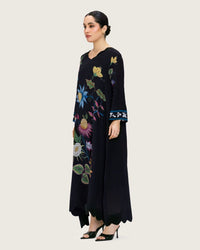 Artistic Floral Maxi Dress with Scalloped Hem - Noētic