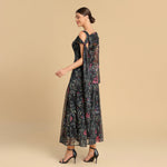 Asymmetrical sleeves chiffon dress - Noētic