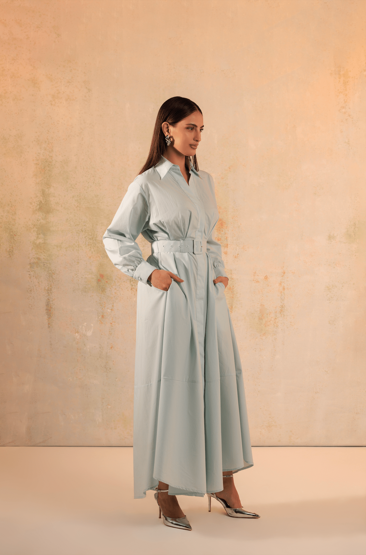 Baby Blue Poplin Shirt Dress - Noētic