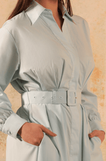 Baby Blue Poplin Shirt Dress - Noētic