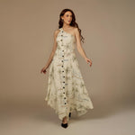 Beige Coastal Printed Linen Dress - Noētic