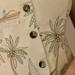 Beige Coastal Printed Linen Dress - Noētic