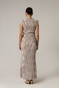 Beige Velvet Two-Piece Set – Top & Skirt – Elegant Winter Outfit - Noētic