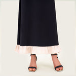 Black Contrast Ruffle Maxi Dress with Ivory Trim - Noētic