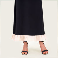 Black Contrast Ruffle Maxi Dress with Ivory Trim - Noētic