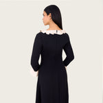 Black Contrast Ruffle Maxi Dress with Ivory Trim - Noētic