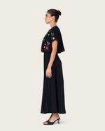 Black Embroidered Ankle Length Dress with Cropped Jacket - Noētic