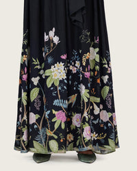 Black Floral Blend Off-Shoulder Maxi Dress with Waist Tie - Noētic